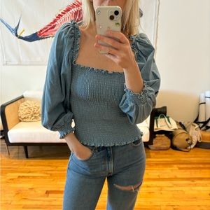 It’s Britany b****- denim on denim blouse